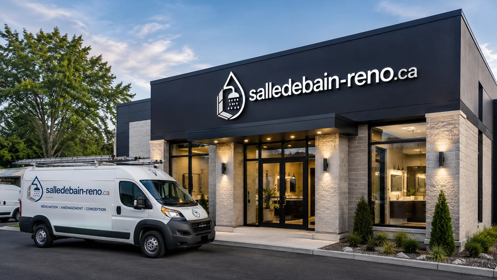 Devanture d'une entreprise de rénovation de salle de bain